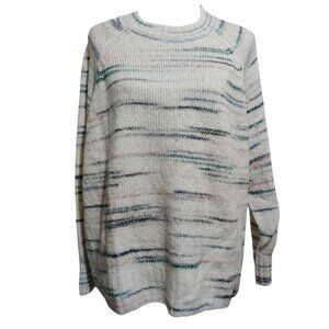 Old Navy XL Multicolor Striped Knit Sweater Cozy Soft Oversized Crewneck Warm